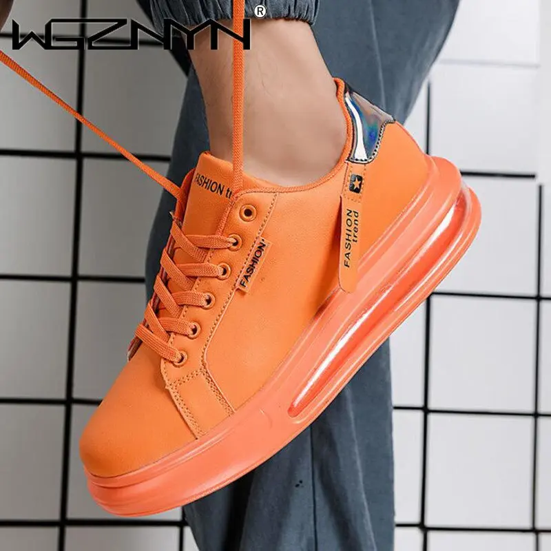 39-44 Size Men\'s and Women\'s Sneakers Orange Blue Clunky Men\'s Platform Shoes Couple Style Travel Shoes Unisex Tenis Sneakers