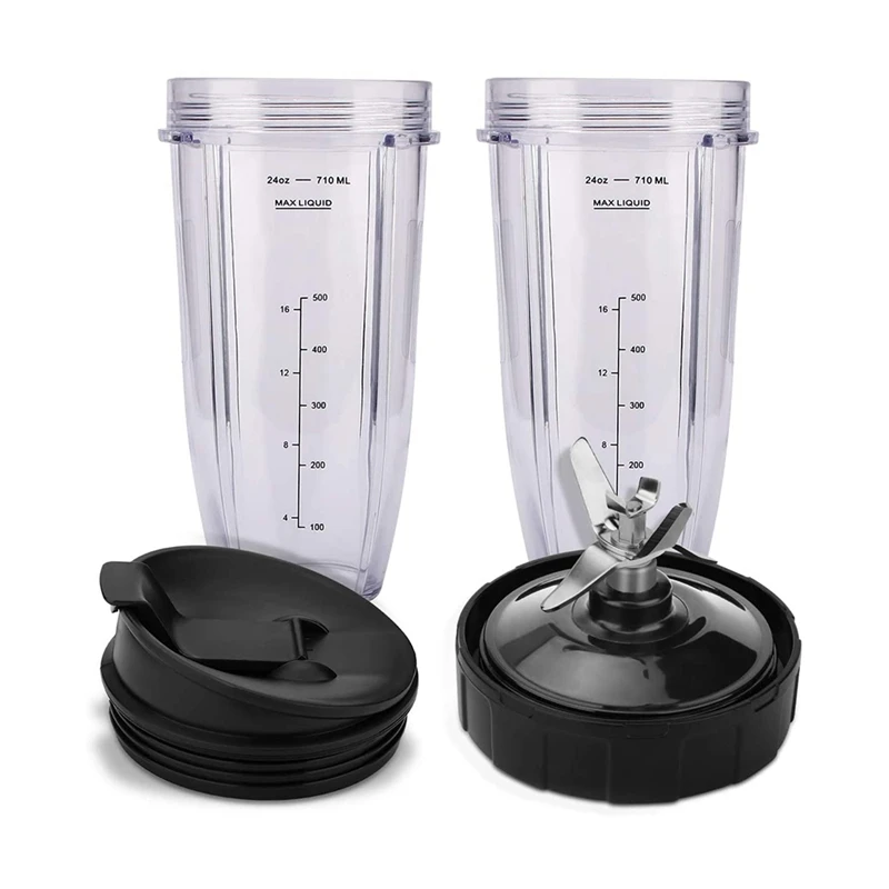 

for Ninja Replacement Parts 7 Fins Extractor Blades and 24OZ Ninja Blender Cup with Sealing Lid,for Nutri Ninja Auto IQ