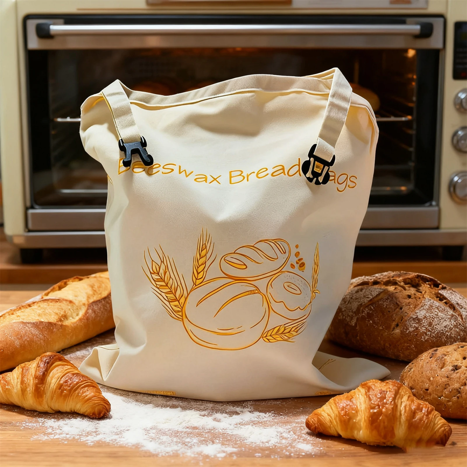 Bienenwachs-Brotbeutel, wiederverwendbare Back- und Aufbewahrungsbeutel in Lebensmittelqualität mit Clip-Design, geschmacksneutrale Backutensilien für Nüsse, Snacks, Brot – Detail 2