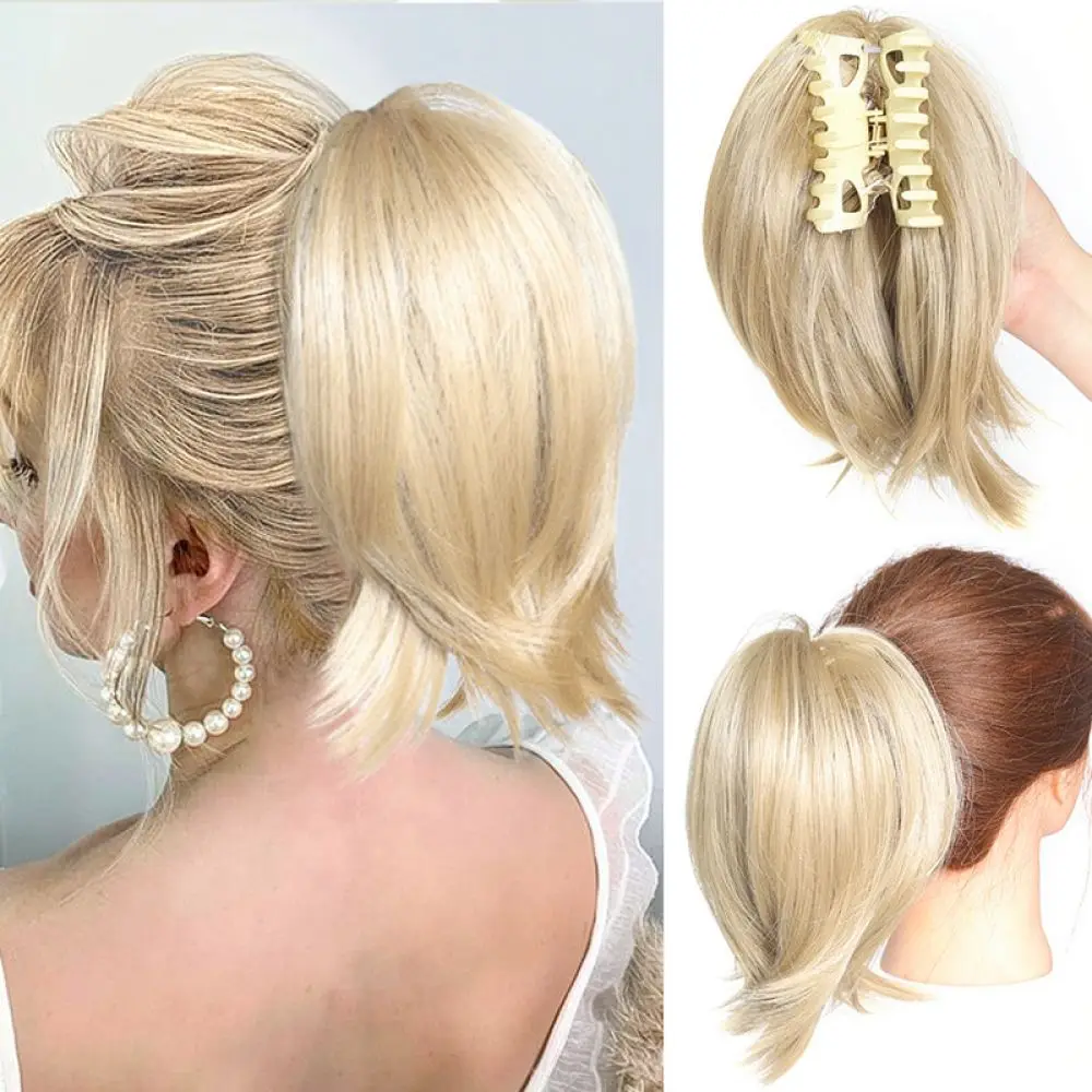 Short Curly Claw Ponytail Hair Extension Synthetic Heat Resistant Fiber Hairpiece For Thick Volume Updo Styling For Ladies