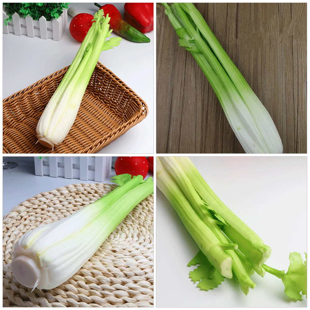 

2pcs Simulated Celery Artificial Food Lifelike Fake Vegetables Decor Models for Photography Decoration Teaching
