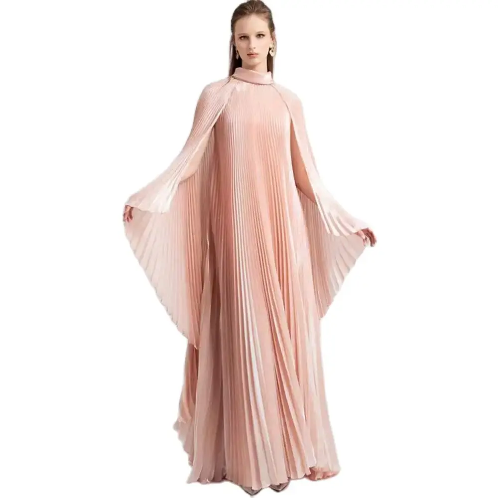 YUMDAI Luxurious Dubai Blouse Pink Organza Pleated Skirt 2024 Muslim Women Elegant Wedding Prom Party Dress Eid Dress