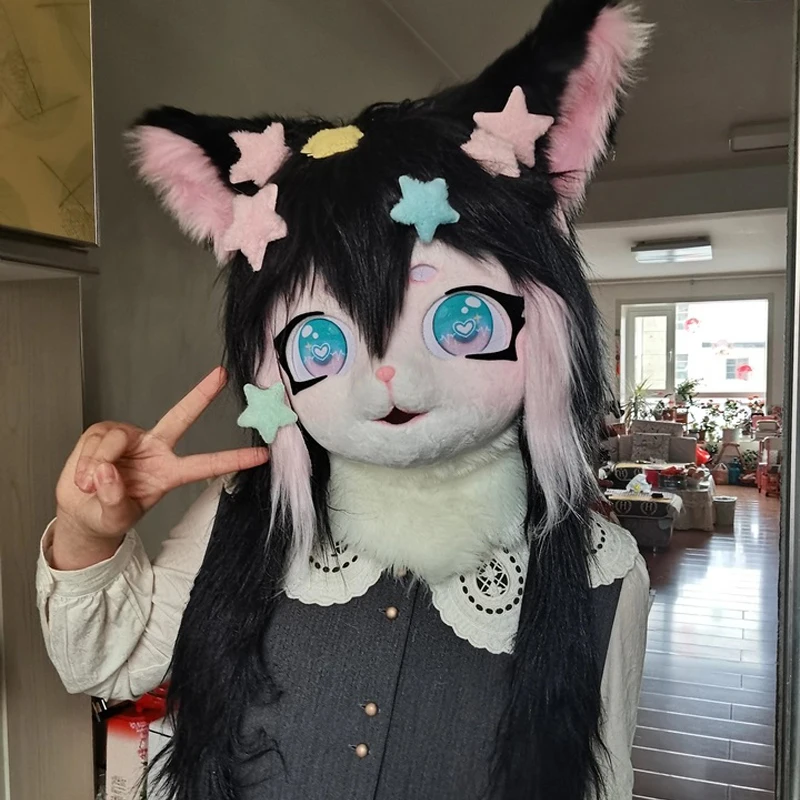 Fursuit Kigurumi سماعة فروي تأثيري حلي رئيس قاعدة الكفوف الذيل Comiket فروي المطاط دمية القط دمية كيغ زي الحيوان