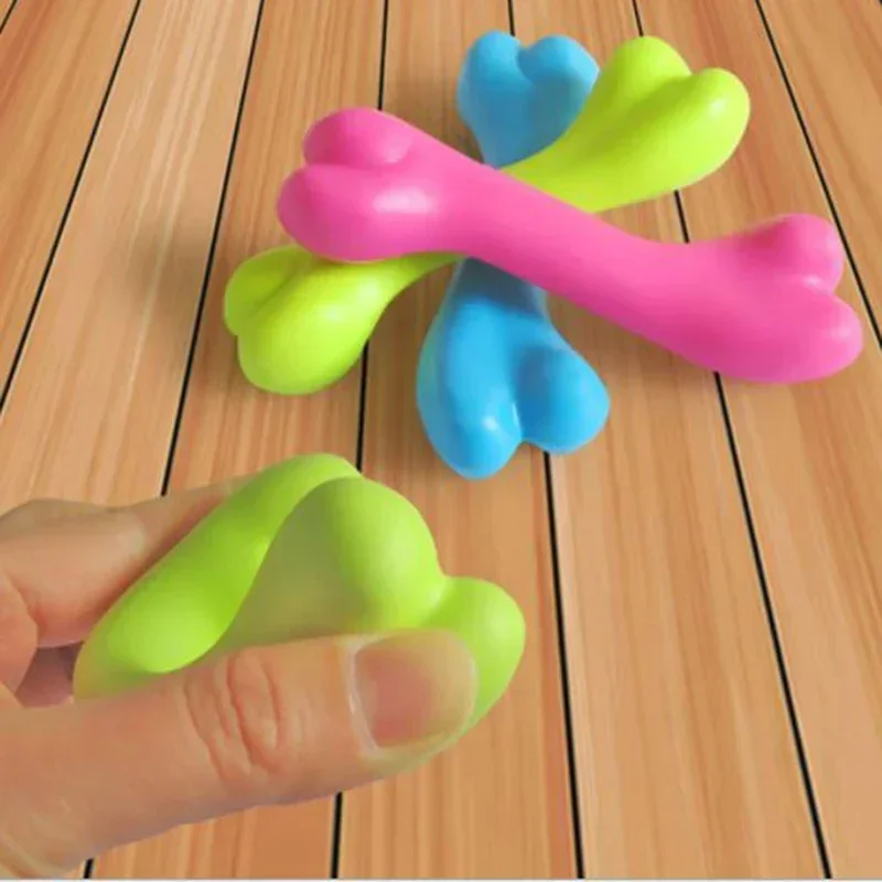 Chicken Bone Shape Pet Cat Dog Chew Toys Puppy Squeaky Toy Rubber Chew Sound Fetching Funny Training Toys Random Color 1Pcs