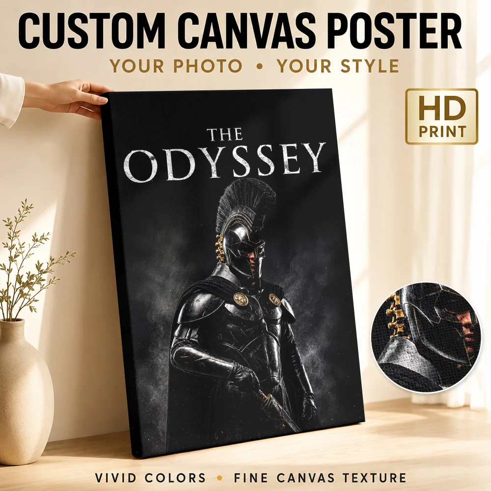 The Odyssey Spartan Warrior Framed Canvas Print Customized Photo Painterly Wall Art For Film Screening Room, Cinema Lover Gift