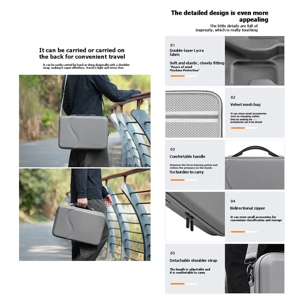 For RS5 Carrying Case Portable PU Storage Bag Handheld Stabilizer Accessories Organizer for 5 Gimbal