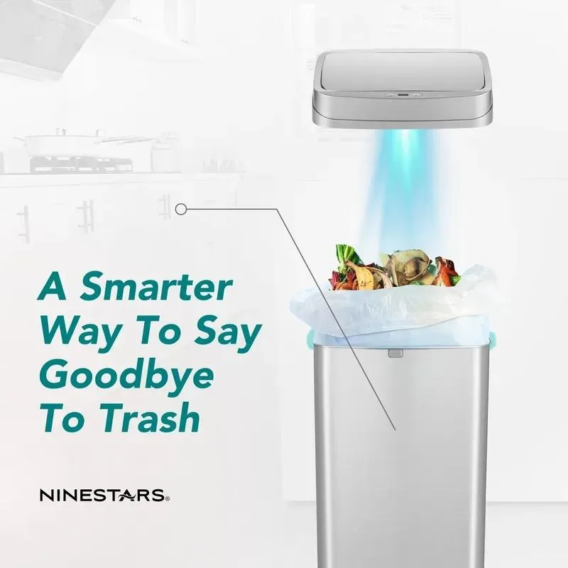 for Kitchen deodorization and sterilization stainless steel sensor trash can Smart vertical living trash can