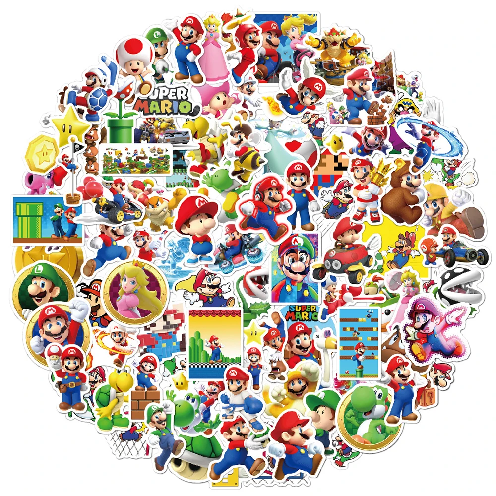 10/30/50/100pcs Classic Anime Super Mario Cartoon Stickers DIY Fridge Laptop Notebook Phone Travel Luggage Toys Sticker for Kids