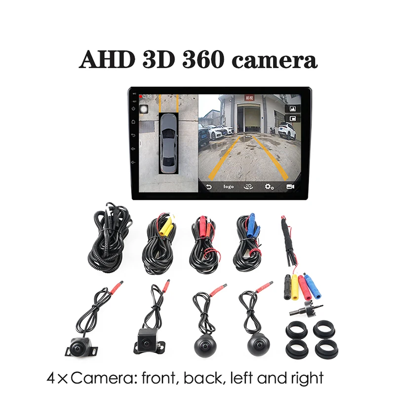 1080P ثلاثية الأبعاد 360 درجة سيارة عين الطيور كاميرا الرؤية المحيطية القيادة لنظام أندرويد رصد راديو ستيريو السيارة العالمي مشغل وسائط متعددة