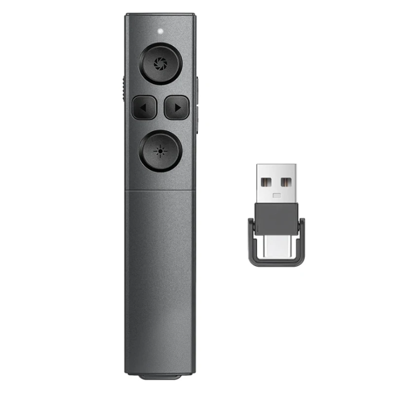 프리젠터 리모커 무선 PPT 리모커, 2-in-1 USB A/C 파워포인트 리모커, 구글 슬라이드 어드밴서 볼륨 컨트롤용