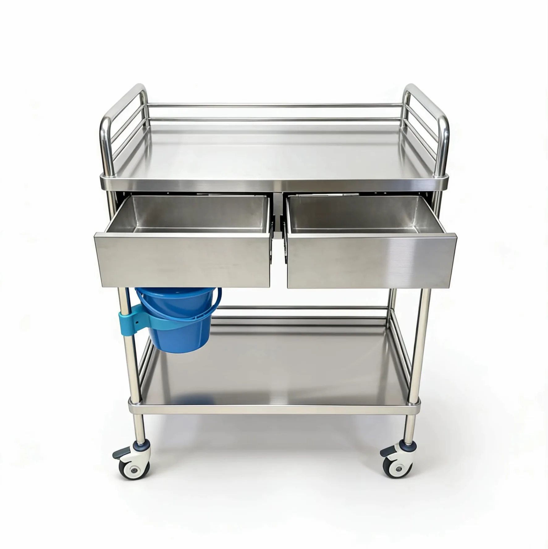 Double Drawer Treatment Cart Double Layer Three Layer Stainless Steel Circular Arc Sterilization Material Carrier Cart