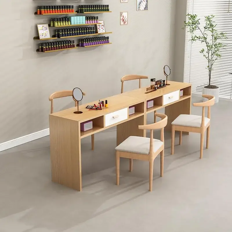 Beautiful Square Makeup Nail Comfort Table Stable Wooden Simple Speciality Manicure Portable Tafel Salon Furniture Decoration