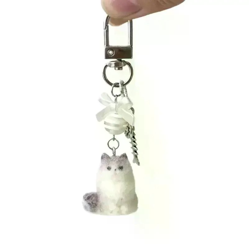Flocking Cats Dogs Pendant Keychain Fashion Key Ring For Women Girls Cute Bag Pendant Kawaii Mobile Phone Chain Gifts Cartoon