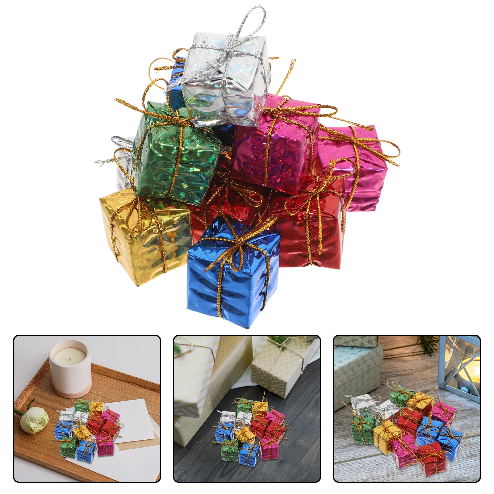 

24pcs Christmas Tree Hanging Gift Boxes Decorations Ornaments Small Colorful Bubble Material For Home Party Decoration