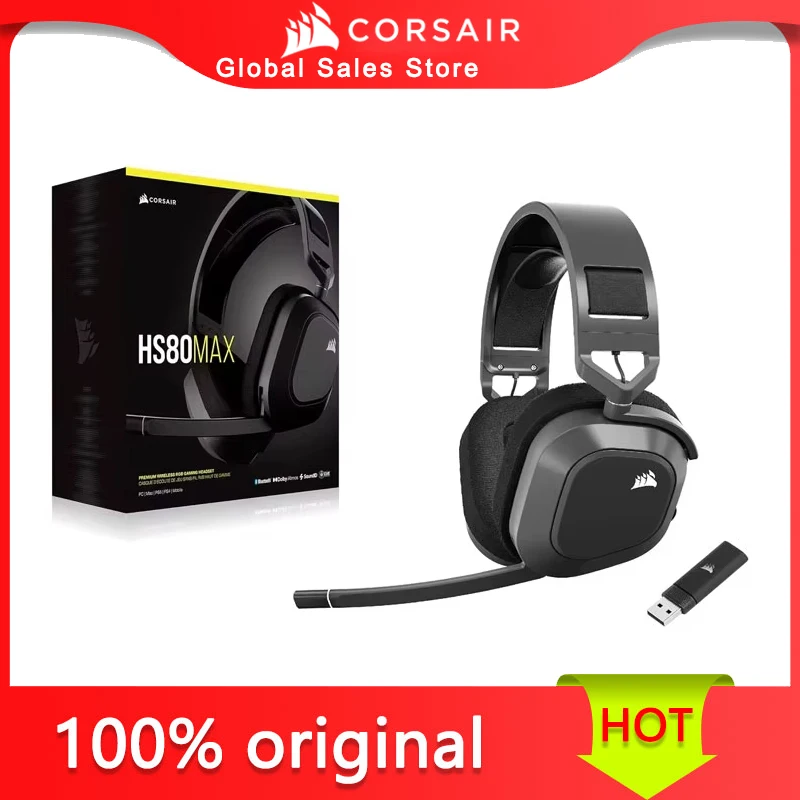 Corsair HS80 MAX Wireless Multiplatform Gaming Headset with Bluetooth - Dolby Atmos - Broadcast Quality Microphone100% original