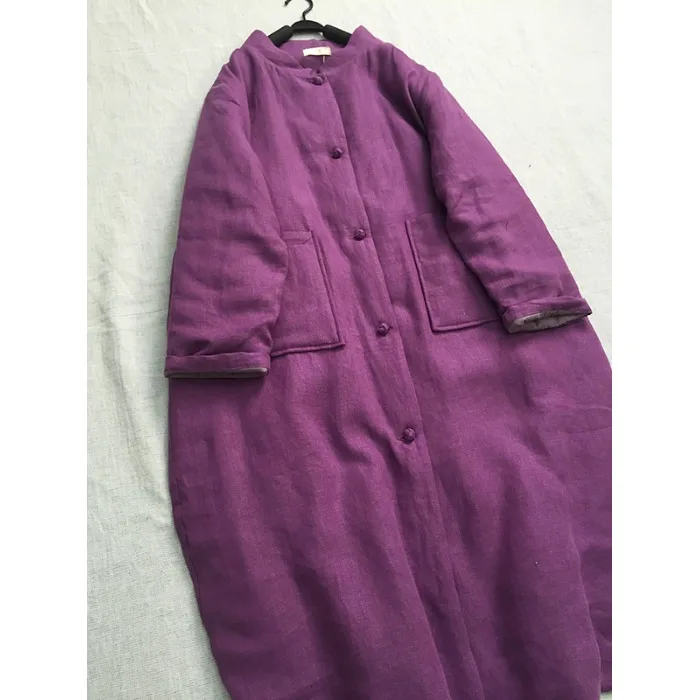 New Chinese Sle Thiened Cotton Coat Women's Autumn Winter Loose Slimming Versatile Mid-Length Single Button Outerwear