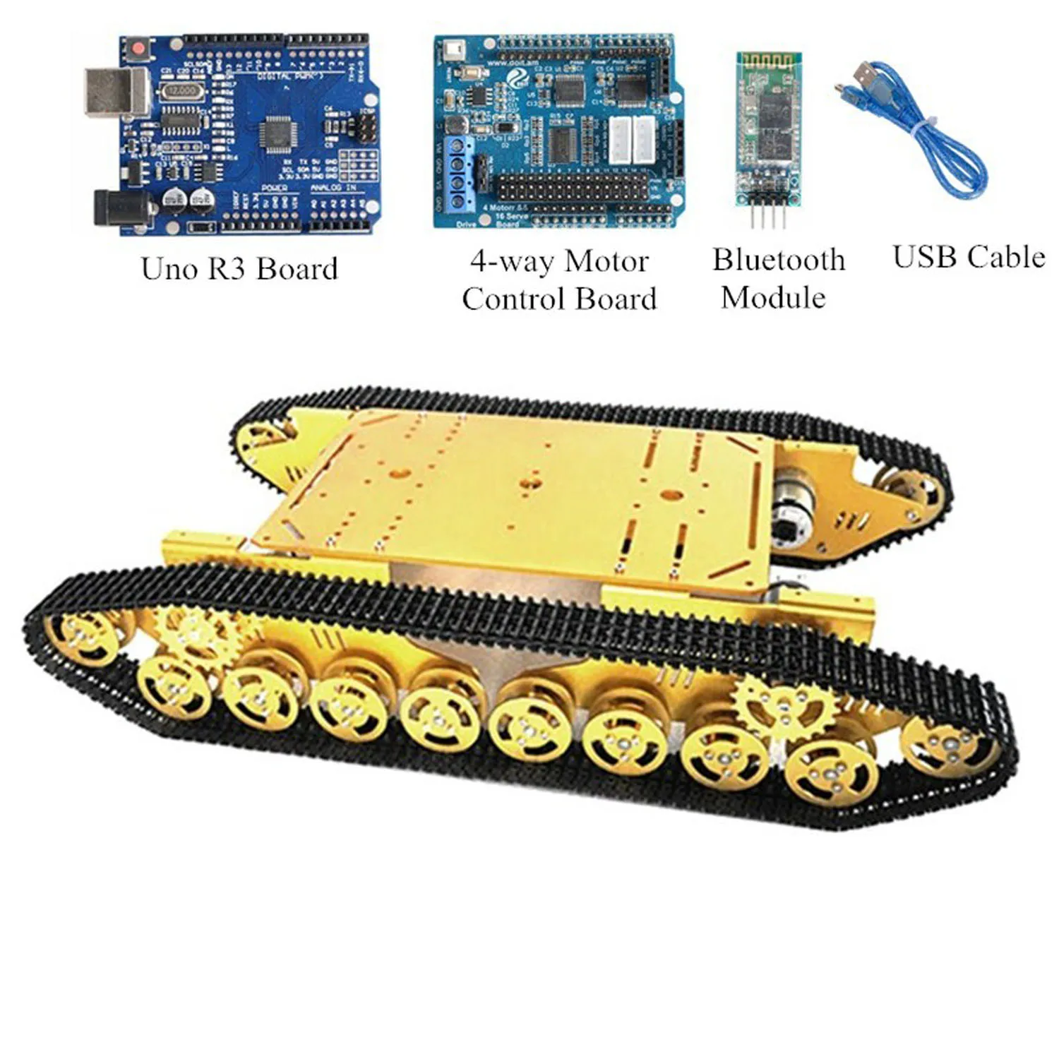 Smart RC Tank Chassis Wifi Control 4WD Metal Tracked Chassis Tracked Handle ContrVehicle Mobile Platform Hole for DIY