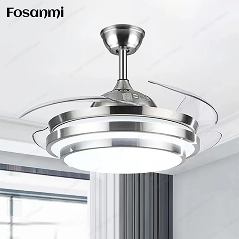 42/48 Inch Nordic Simple Style Silent Frequency Conversion Invisible Light Fan Intelligent Timing Forward And Reverse Fan Light