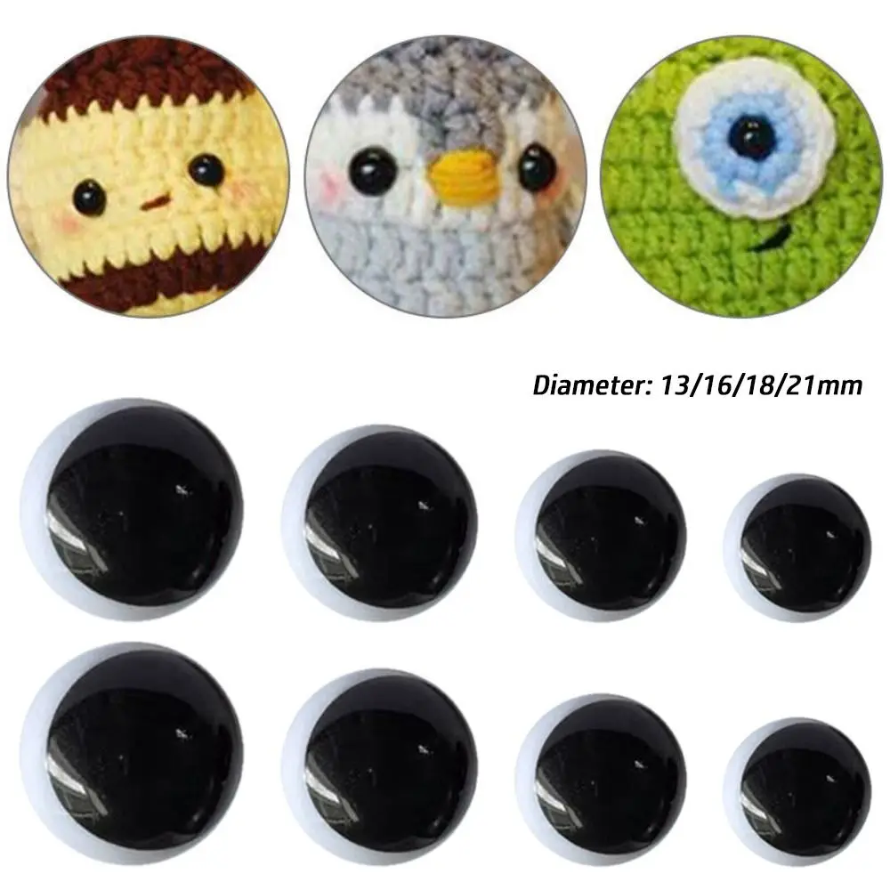 10pcs/5pairs 13/16/18/21mm Eyes Crafts Eyes with Washer Plastic Dolls DIY Tools Black&White Glitter Crystal Eyes