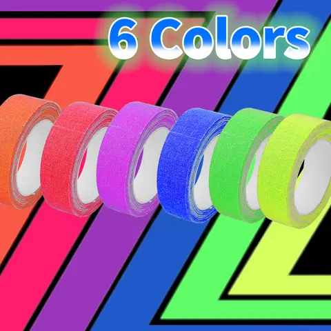 Rubans structurels ents colorés, bande réactive UV, gril, fête, lueur dans le noir, autocollant, néon, gaffer, coton, décoration de la maison, 1 pièce, 6 pièces