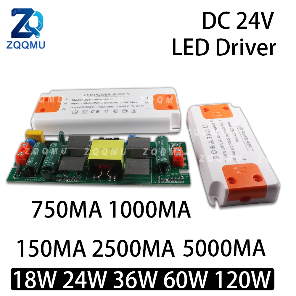 1 pièce Transformateur d'alimentation LED DC 24V 18W 24W 36W 60W 120W AC 100-240V Driver à tension constante ultra-mince pour bande lumineuse LED