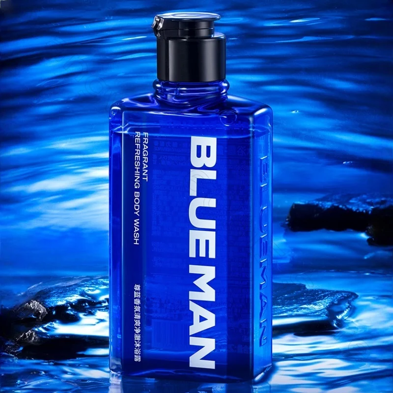 BLUEMAN-Gel de ducha y ácaros para hombre, fragancia especial, Control de aceite de aminoácidos de larga duración, eliminación de ácaros, Gel de ducha refrescante