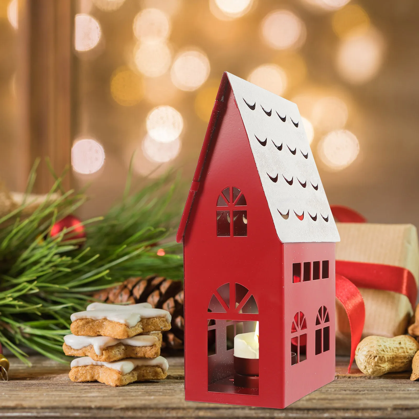 

Christmas Holder Festive Home Decor Item Tabletop Candlestick for Warm Xmas Atmosphere Metal Xmas Stand