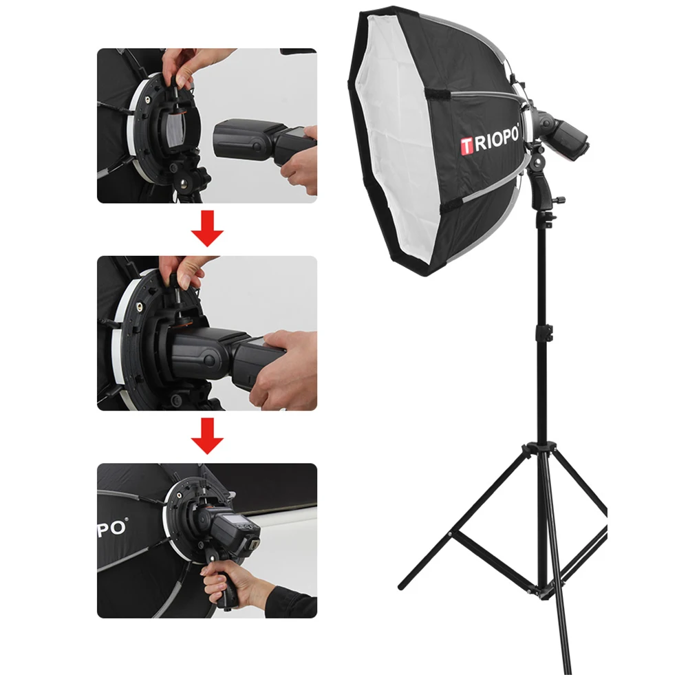 TRIOPO 55cm 65cm 90cm 120cm Foldable Octagon Softbox Bracket Mount