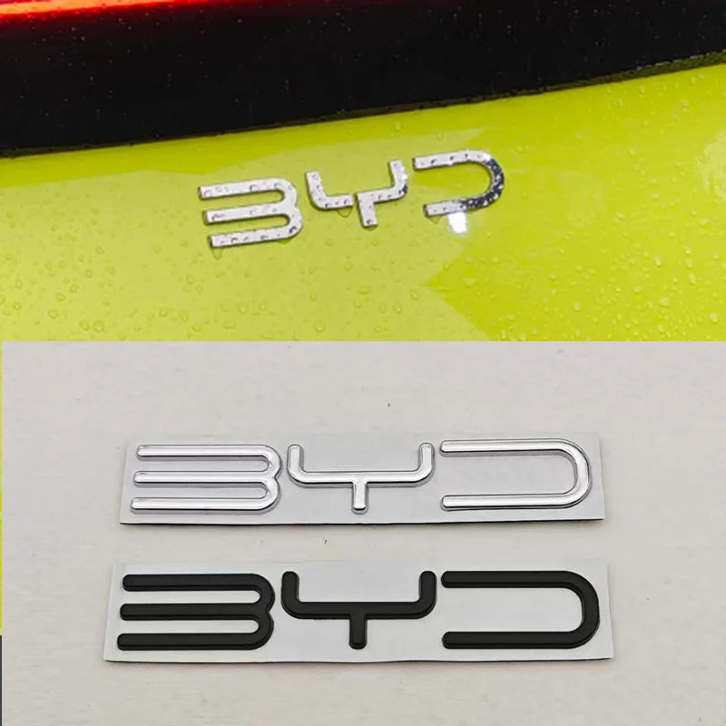 ل BYD ختم تشين هان سونغ زائد ATTO3 ختم معدن كروم أسود شعار BYD شعار رسائل ملصق سيارة جذع شارة اكسسوارات السيارات