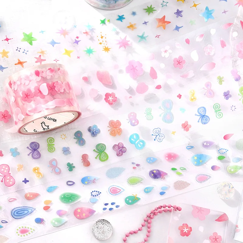 30mm×3m Sakura Butterfly PET Decor Tape Aesthetic for Scrapbook & Journal DIY School Stationery