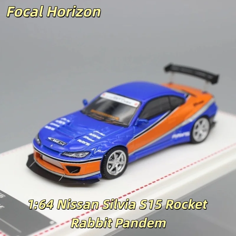 

In stock: 1:64 Nissan Silvia S15 Rocket Rabbit Pandem die-cast simulation alloy car model, boys' toy, adult collectible ornament