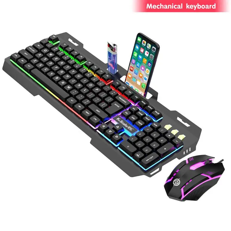 Mechanical keyboard Gamer keyboard and mouse combo RGB led for Pc keyboard and mouse with phone holder for gaming accessories