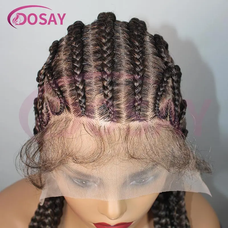 

36-дюймовые синтетические кружевные плетеные парики в форме сердца, кружевные передние парики ручной работы с детскими волосами для чернокожих женщин, парик с африканскими косами