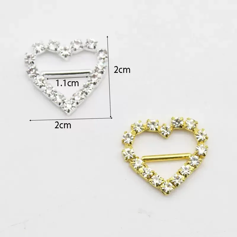 10pcs heart buckle with horizontal bar for invitation ribbon slider 15mm