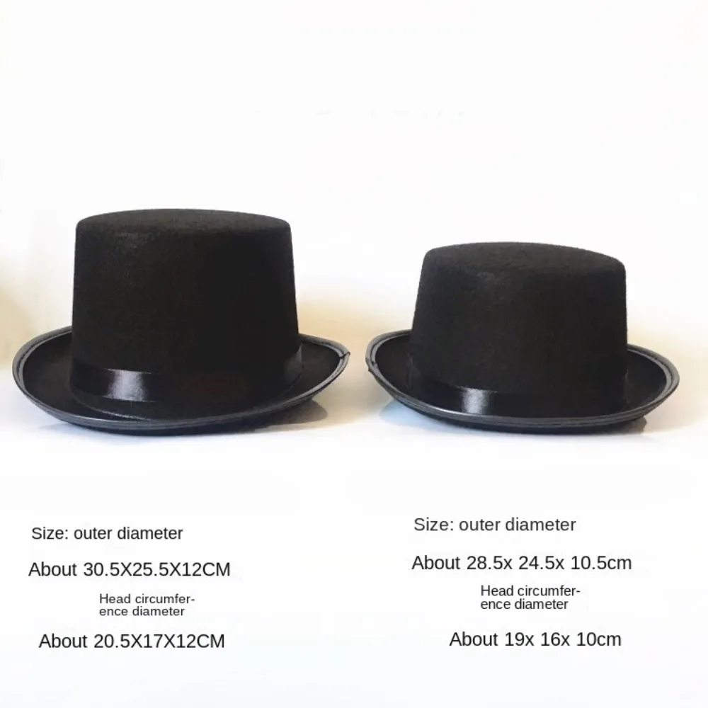 New Fabric Black Top Hat Elegant Collapsible Magician Hat Costume Accessory Dark Gentleman Cap Stage Performances