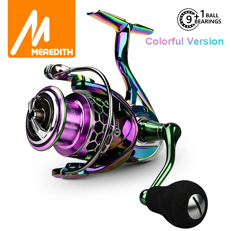 MEREDITH NEW ECGO Multicolor Alloy Metal Body Spinning Fishing Reel 25KG Max Carbon Washer Drag 9+1BB Saltwater Fishing Tackle