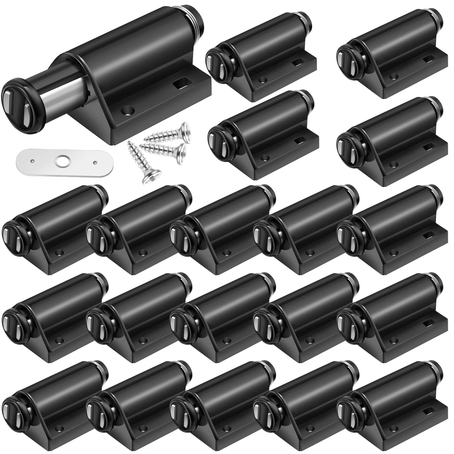 

20 Black Magnetic Touch-Type Door Catches, Plastic Material, 280g Weight, for Cabinets Drawers Furniture Kitchen Doors and More