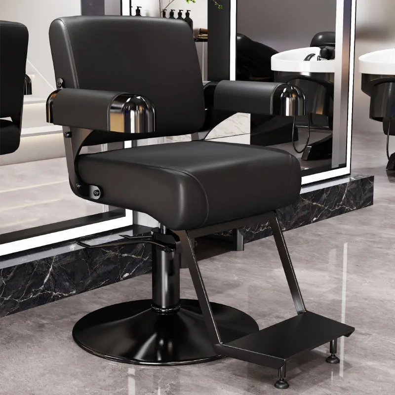 Swivel Comfortable Barber Chair Cushioned Space Saving Salon Chair Hydraulic Functional Silla Barbero Beauty Salon Furniture
