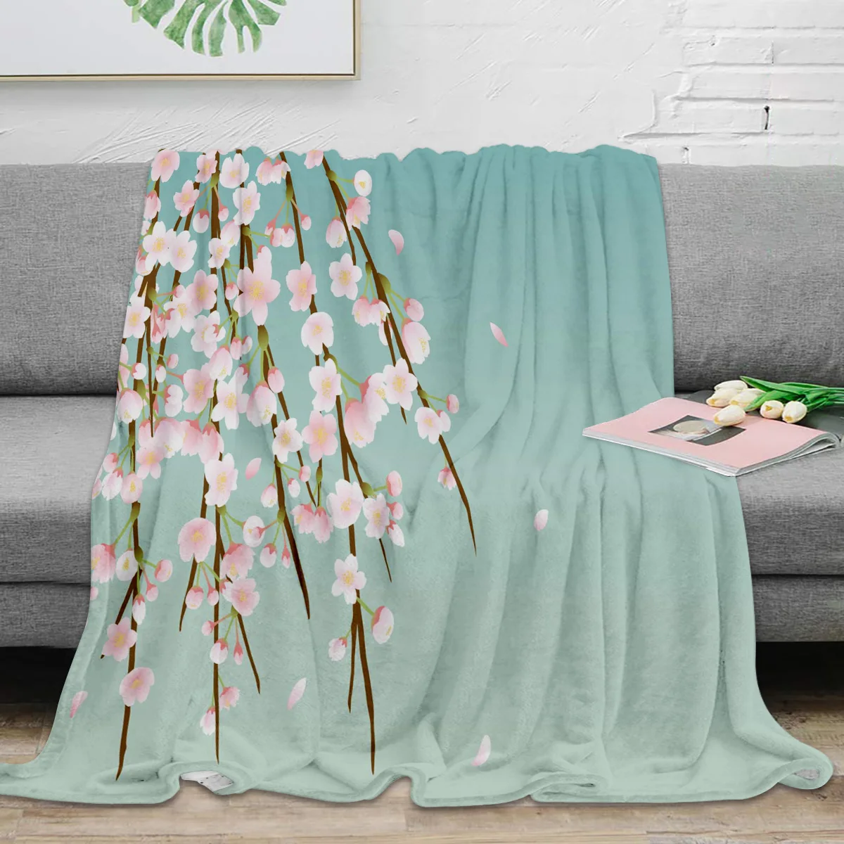 

Asian Pink Cherry Blossom Throw Blanket Portable Warm Blanket Blankets For Beds Home Decor Sofa Blanket