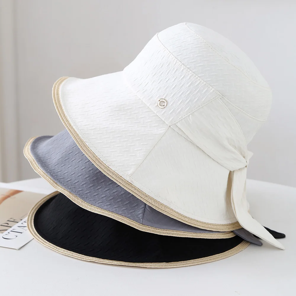 Summer Trend Bow Sun Shading UV protection Bucket Hat Outdoor Shopping Paired Fisherman Hat Ladies Style Cap ﻿ ﻿ 19 300