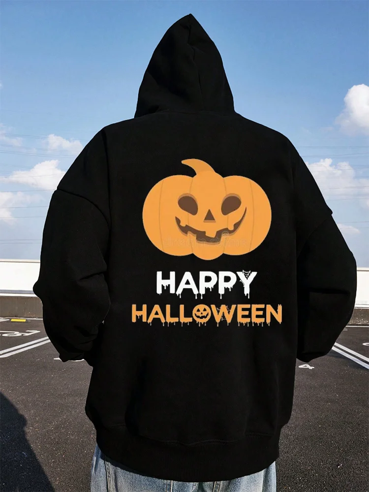 

Толстовка с капюшоном Boo Happy Halloween для мужчин и женщин, пуловер большого размера, толстовка с принтом тыквы, повседневная уличная одежда, осенне-зимний топ с длинными рукавами