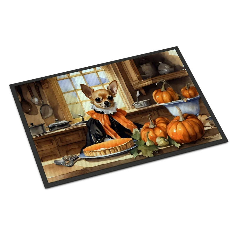 

Chihuahua Fall Kitchen Pumpkin Door Mat - Indoor Outdoor Non-Slip Washable Entryway Rug Decorative Floor Mat Living Room Bedroom