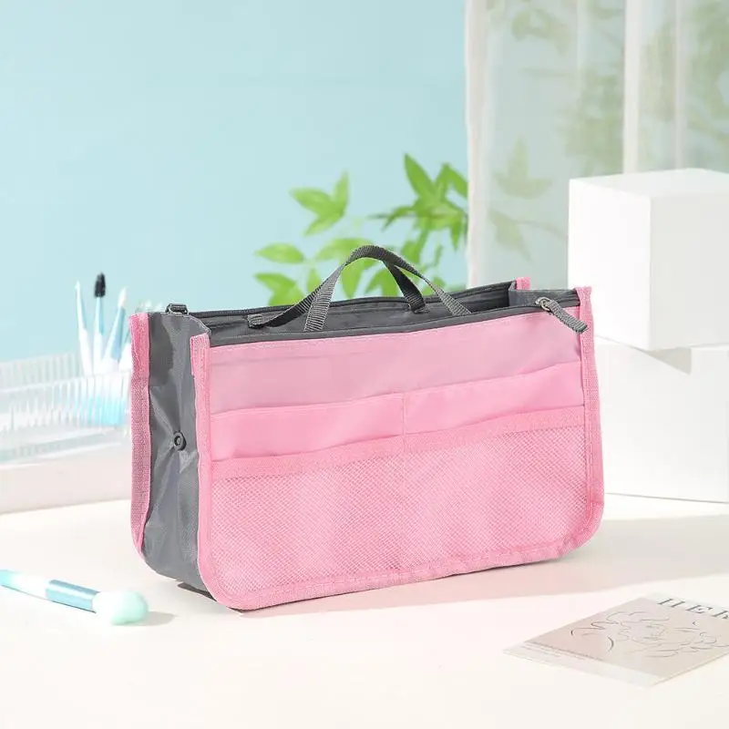Multifunktionale Doppelreißverschluss-Aufbewahrungstasche mit großer Kapazität für Make-up und Toilettenartikel, große Klassifizierungstasche – Detail 8