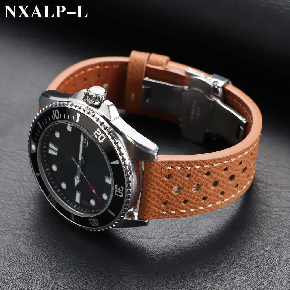 العالمي حقيقية جلد البقر حزام (استيك) ساعة اكسسوارات 18 مللي متر 19 مللي متر 20 مللي متر 22 مللي متر الرجال النساء تنفس سوار حزام فراشة مشبك