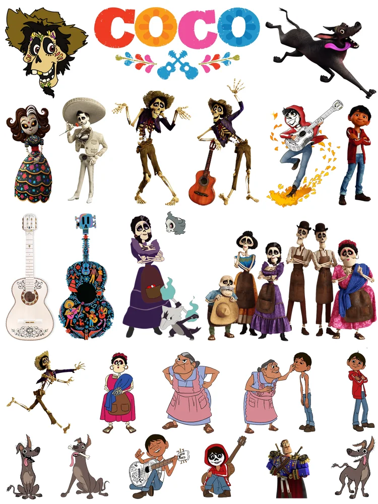 Disney movie Coco Miguel Riveras Iron on patches DIY children Clothing stickers stripes for jeans