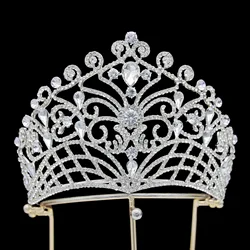 Rosa Bessie Luxury Beauty Pageant Queen Crowns Big Crystal Rhinestone Crown
