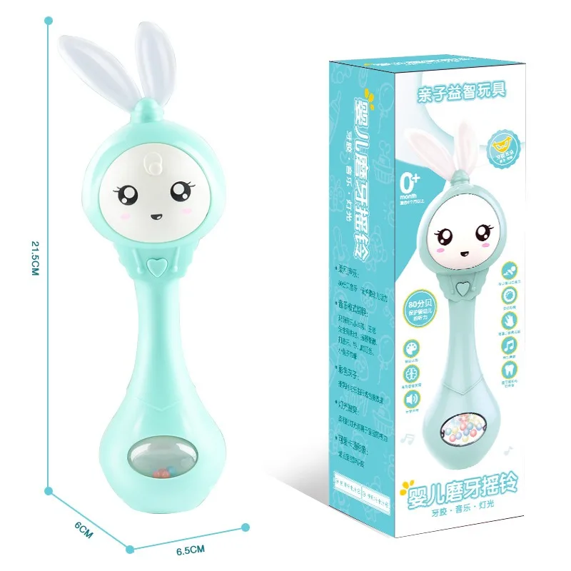 Fun Baby Hand Bell Music Flashing Rattles Toy Teether Infant Stop Weep Tear Early Educational Musical Toy Newborn Boy Girls Gift