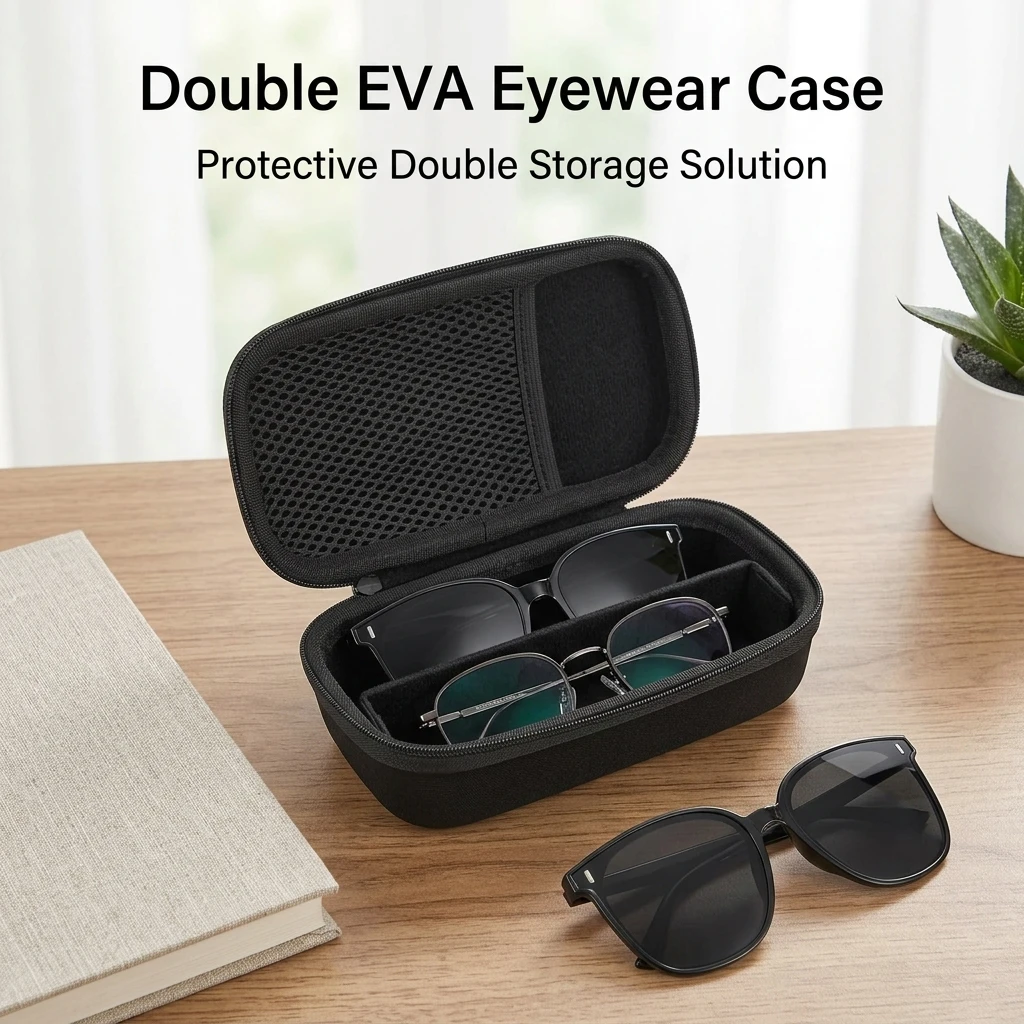 Double Eyeglasses Case Anti Pressure And Shockproof Glasses Case Travel Sunglasses Organizer Portable Storage Box