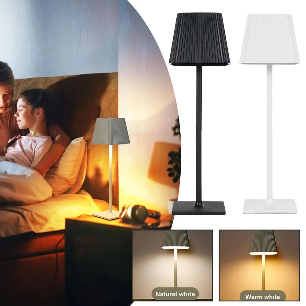 Lampu meja LED tanpa kabel, lampu meja LED Modern nirkabel, dapat diisi ulang USB, lampu malam peredupan Stepless, lampu samping tempat tidur untuk dekorasi kamar tidur R7I0