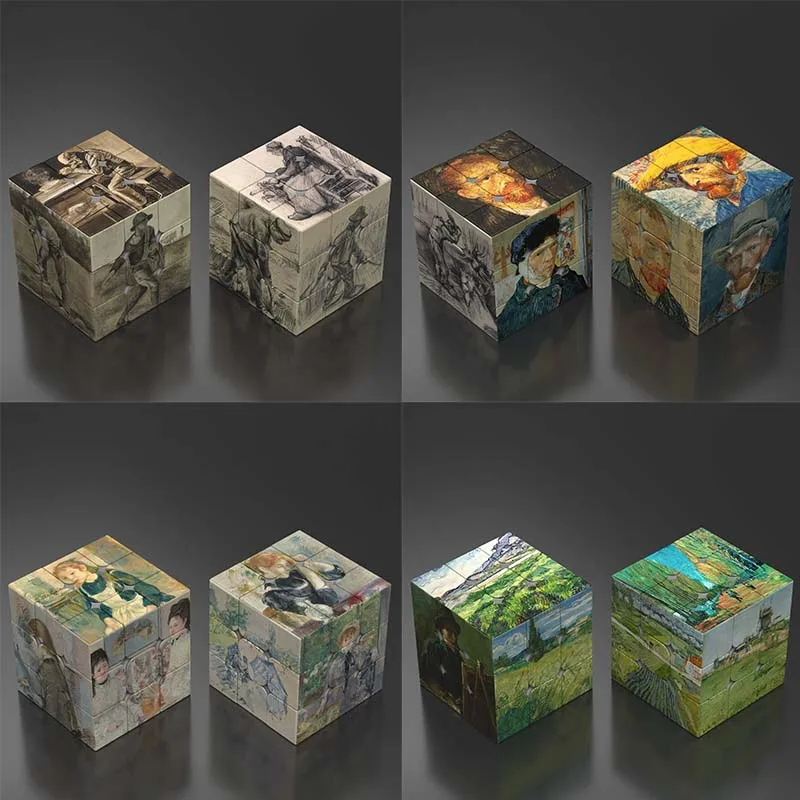 3x3x3 Art Oil Painting Magic Cube Magnetic Magic Cube Puzzle Children's Educational Toys